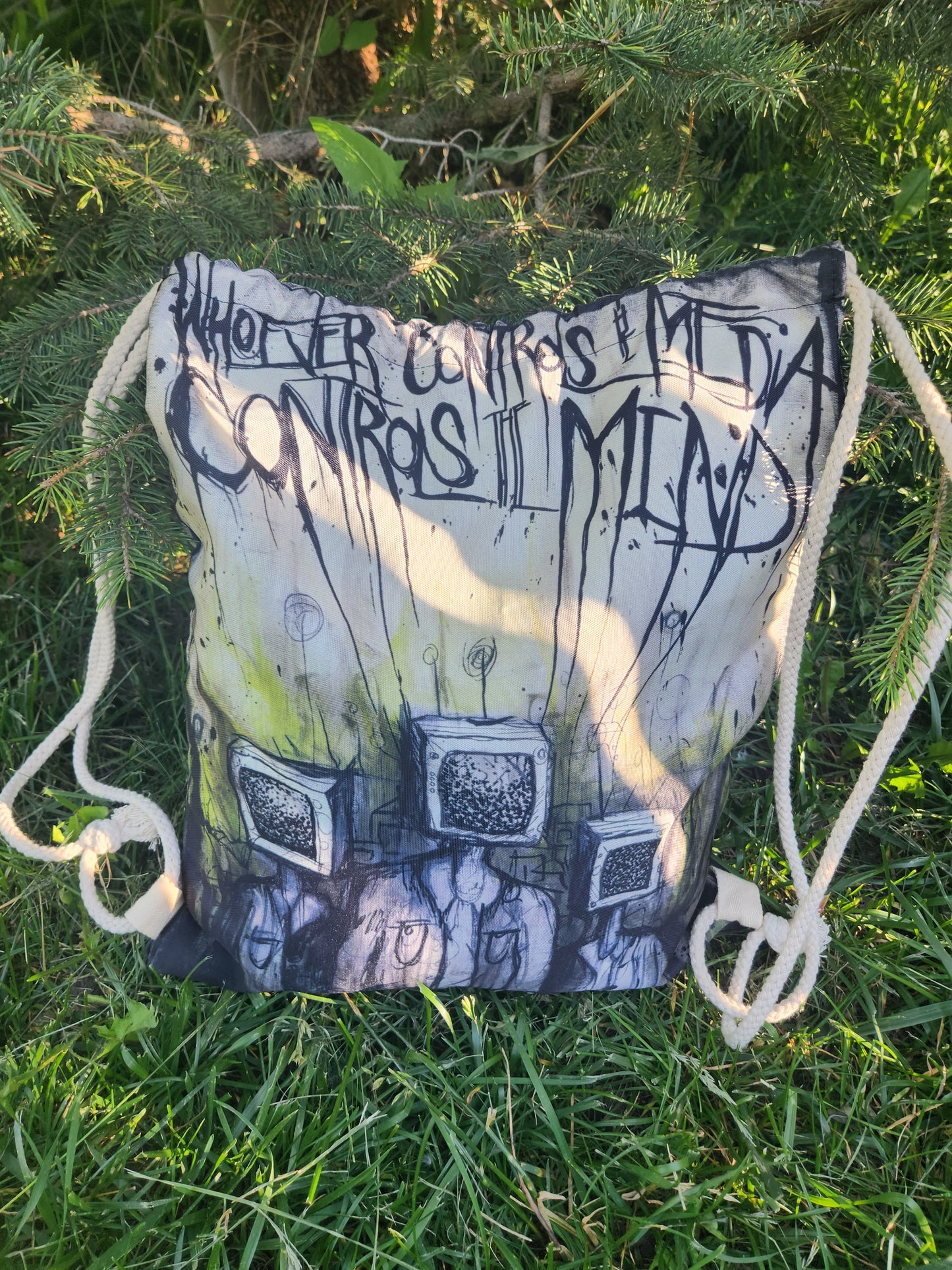 Whoever Controls the Media Controls the Mind Cinch Bag