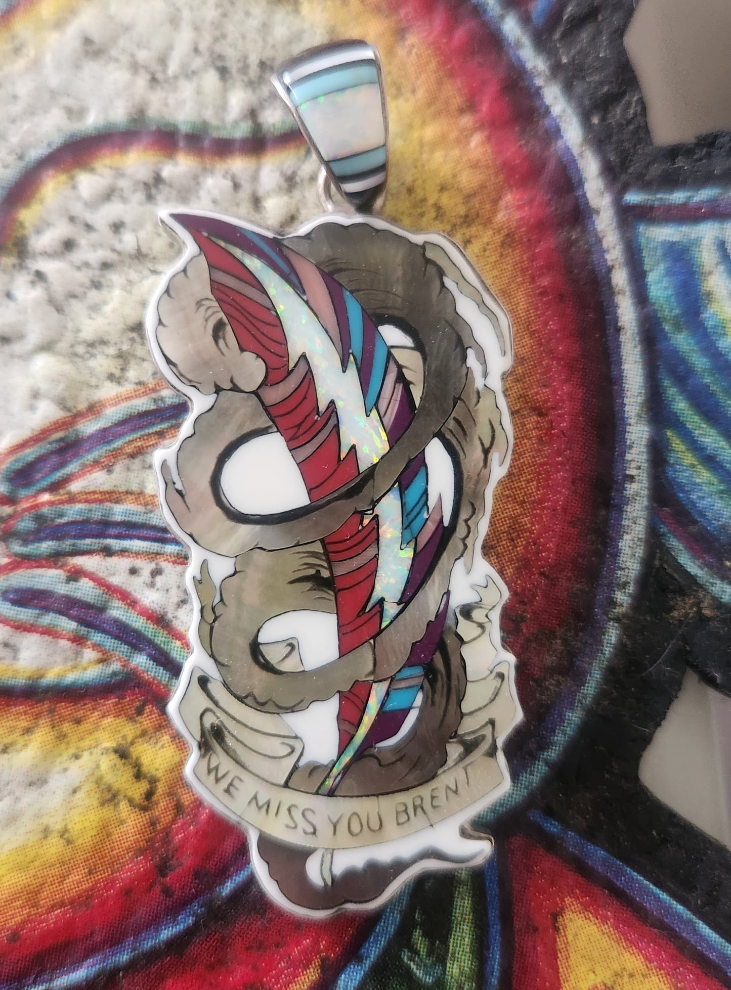 Brent Feather silver inlay pendant by Mark Serlo